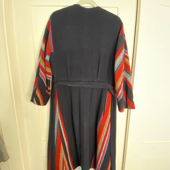 Tory Burch wrapped wool coat XS/S, Navy + multiple colors - Picture 6 of 8